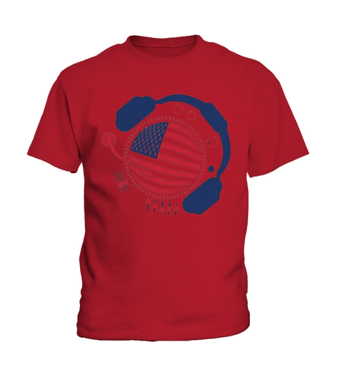 Dj Headphones American Flag 4th Of July Independence Day Kids T-Shirt