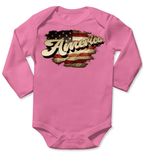 AMERICA VINTAGE FLAG DAY Long Sleeve Baby One-Piece