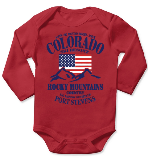 Aspen - Colorado Ski Resort - USA Flag T-Shirts Long Sleeve Baby One-Piece