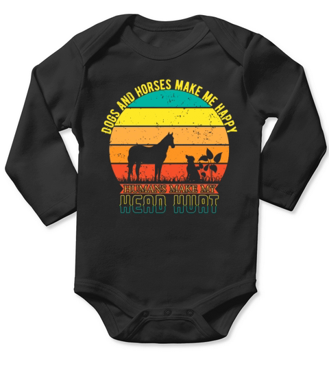 Dog Girl Dogs And Horses Make Me Happy Long Sleeve Baby One-Piece