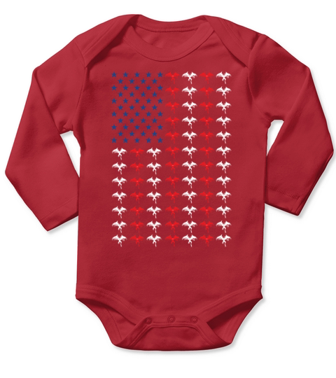 Mothman American Flag July the 4th Long Sleeve Baby One-Piece