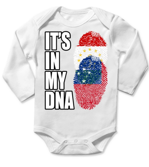 Tajikistani And Samoan Vintage Heritage DNA Flag Long Sleeve Baby One-Piece
