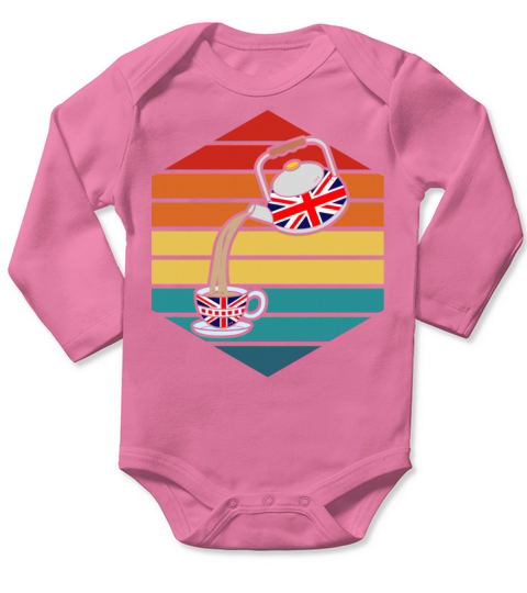 Union Jack Flag with Tea cup Long Sleeve Baby One-Piece
