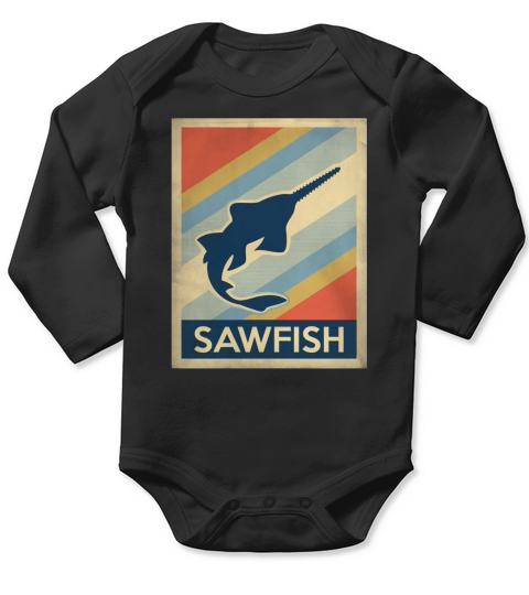 Vintage style sawfish Tshirt Long Sleeve Baby One-Piece