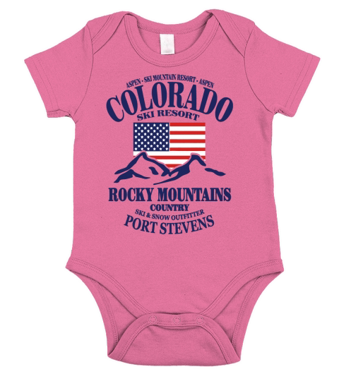 Aspen - Colorado Ski Resort - USA Flag T-Shirts Short Sleeve Baby One-Piece