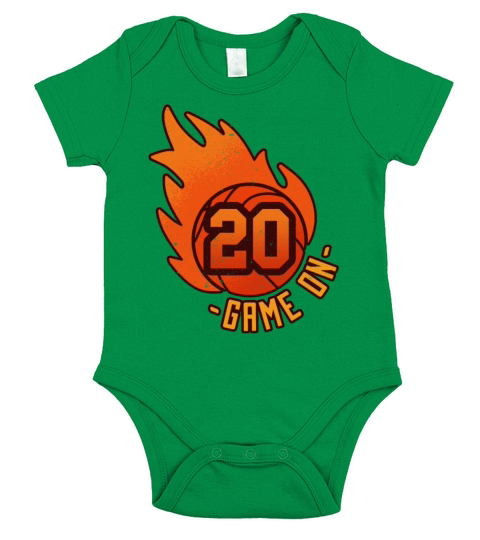 Athlete Ball Fire Game Sport Number 20 Basketball Short Sleeve Baby One-Piece