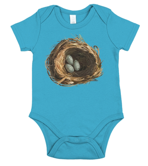Birds nest with 3 eggs light T Shirt Short Sleeve Baby One-Piece