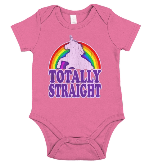 Funny - Totally Straight Unicorn Rainbow lgbtq tshirt Short Sleeve Baby One-Piece