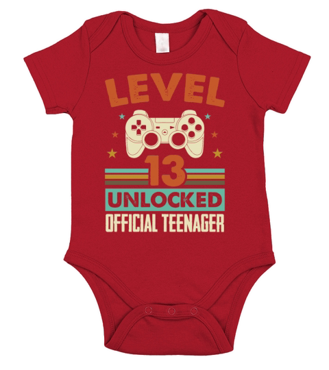 Level 13 Unlocked Official Teenager 13th Birthday Short Sleeve Baby One-Piece