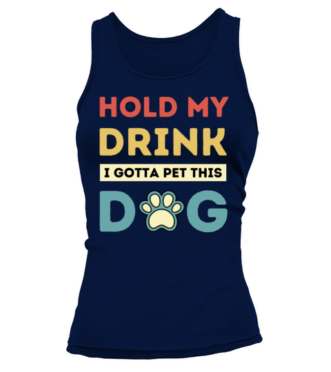 Hold My Drink I Gotta Pet This Dog Vintage Sunset Tank top Woman