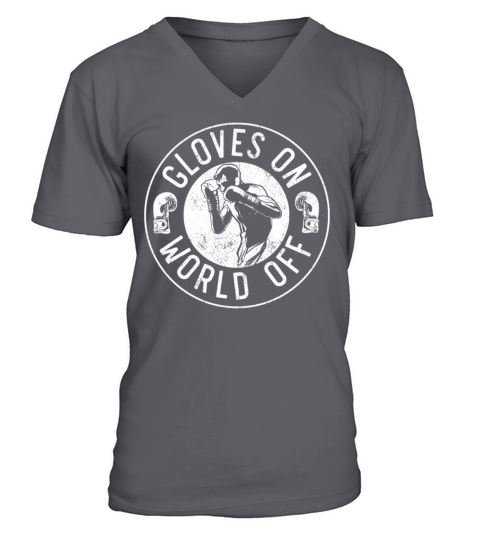 Boxing Vintage Gloves On World Off V-Neck T-shirt
