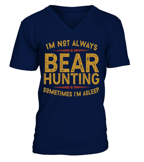 Funny Bear Hunting - Unisex Long Sleeve V-Neck T-shirt