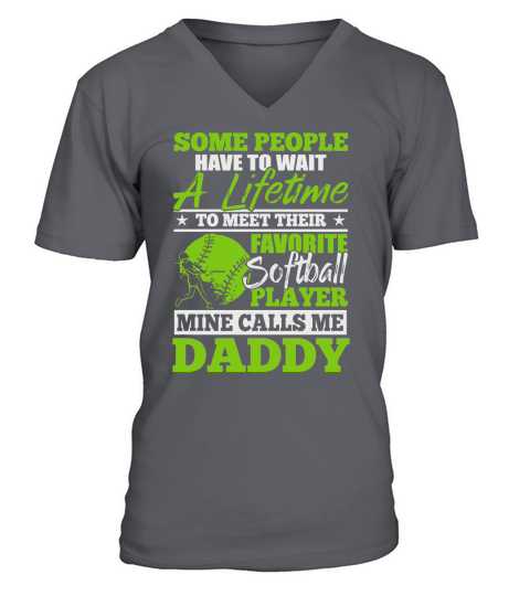 Mens My Favorite Softball Player Calls Me Daddy Fathers Day Gift V-Neck T-shirt