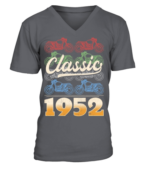 Vintage 1952 Original Parts Motorcycle Rider V-Neck T-shirt