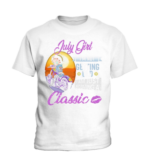 Betty boop july girl im not getting old i am just becoming a classic lips shirt Kids T-Shirt