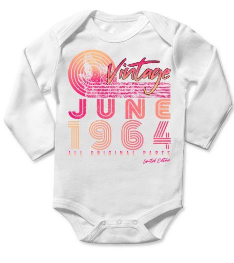 1964 June Vintage Long Sleeve Baby One-Piece