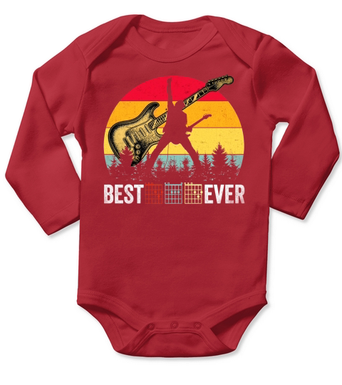 Guitarist Best Dad Ever Vintage Sunset Musician Shirt Men T-Shirt Long Sleeve Baby One-Piece
