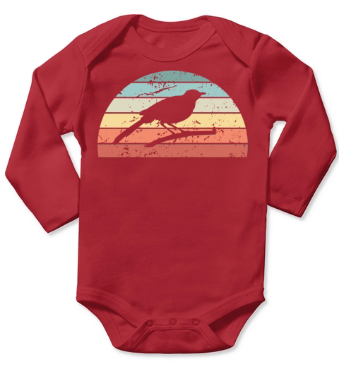 Retro Birding Sunset Vintage Bird Sunrise Long Sleeve Baby One-Piece