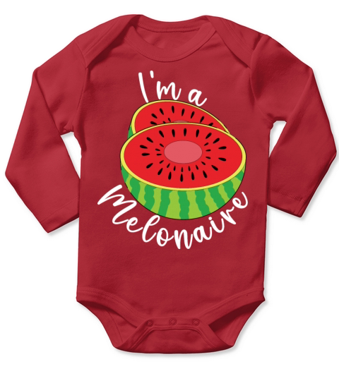 Watermelon Funny Melon Summer Im a Melonaire Long Sleeve Baby One-Piece