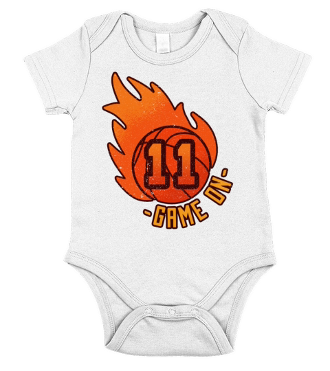 Athlete Ball Fire Game Sport Number 11 Basketball Short Sleeve Baby One-Piece