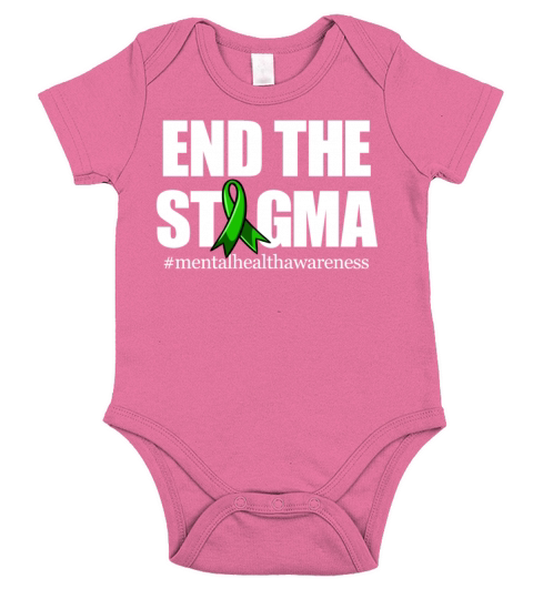 End The Stigma Green Ribbon Mental Health Short Sleeve Baby One-Piece