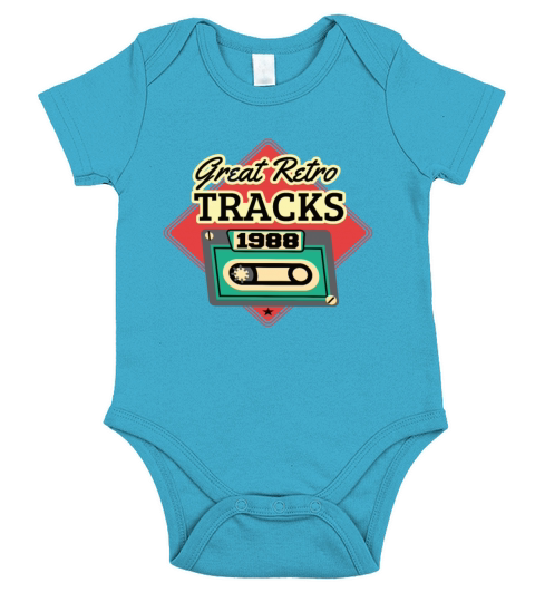 Great Retro Tracks 1988 Cassette Vintage Birthday Short Sleeve Baby One-Piece