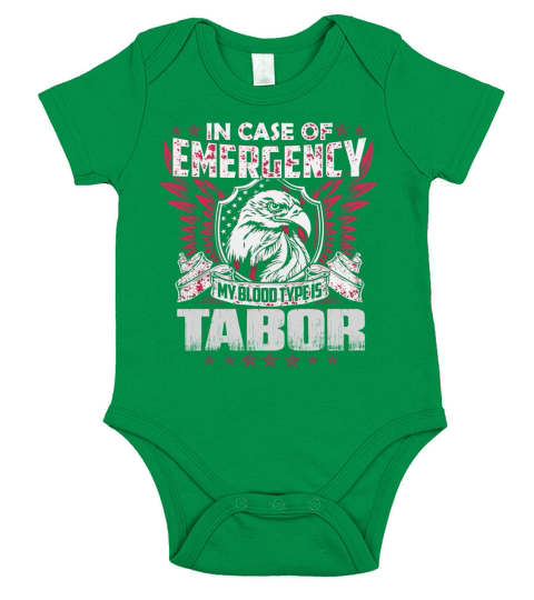 In case of emergency my blood type is Tabor name Short Sleeve Baby One-Piece
