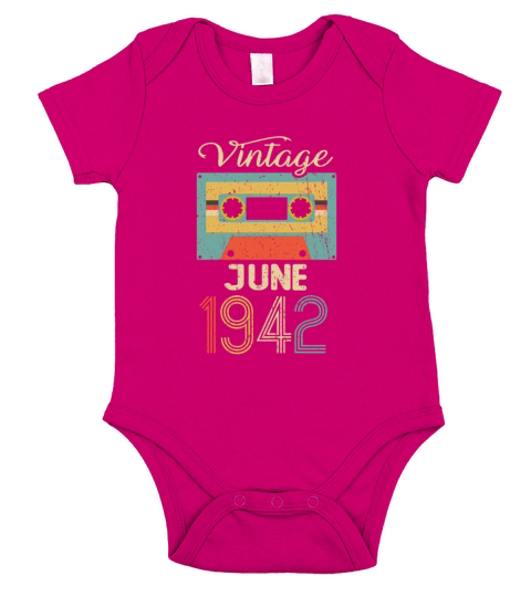 Vintage June 1942 80th Birthday 80 Year Gift Short Sleeve Baby One-Piece