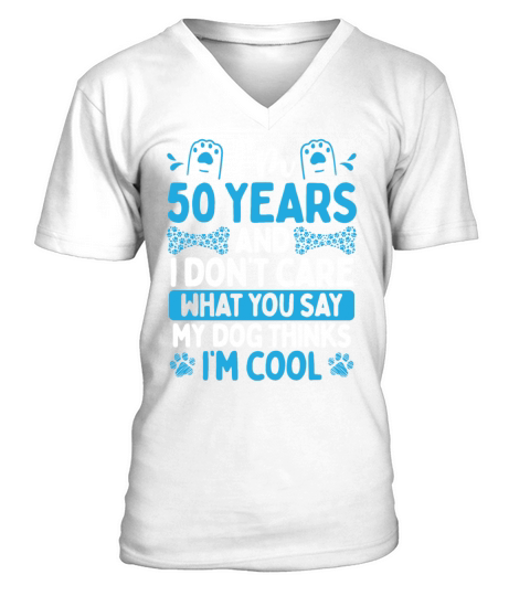 50th Birthday Dog Mom Dog Dad Papa 50 Year Old V-Neck T-shirt