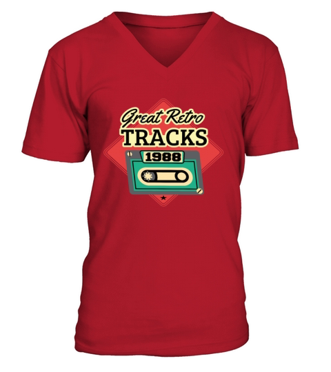 Great Retro Tracks 1988 Cassette Vintage Birthday V-Neck T-shirt