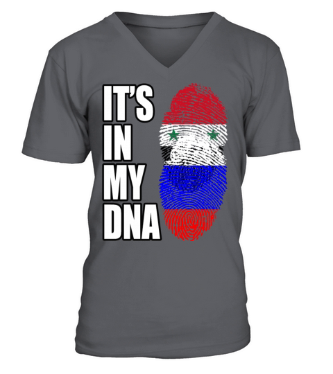 Syrian And Russian Vintage Heritage DNA Flag V-Neck T-shirt