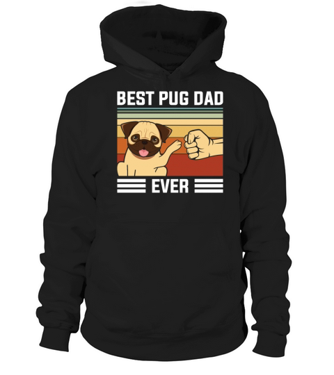 Retro Vintage Best Pug Dad Ever Hoodie Unisex