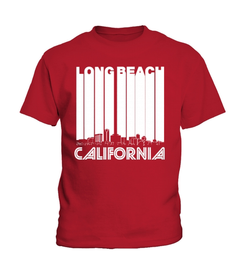 Retro Long Beach California Skyline  Womens TShirt by American Apparel Kids T-Shirt