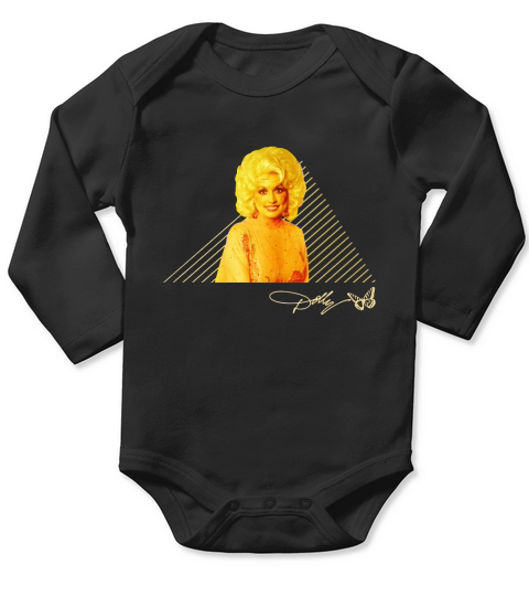 Dolly Parton Retro Gold with signature Long Sleeve Baby One-Piece