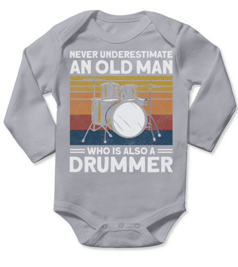 Drummer Drum Set Vintage Retro Long Sleeve Baby One-Piece