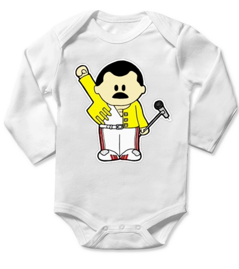 Freddie Mercury Queen Inspired Cartoon Adults Long Sleeve Baby One-Piece