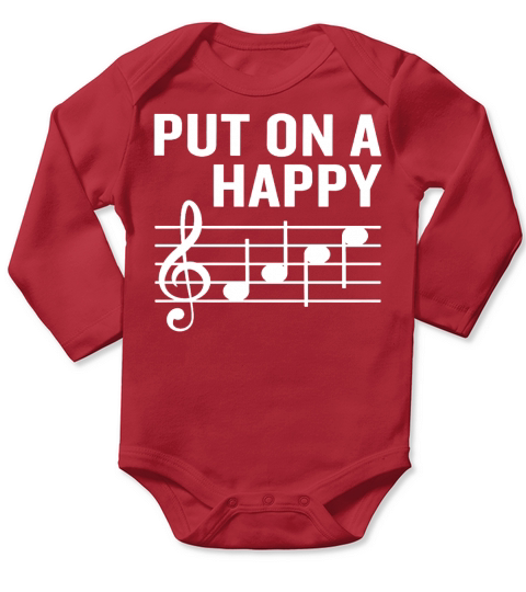 Put On a Happy Face Funny Music Note Joke T-Shirt Long Sleeve Baby One-Piece