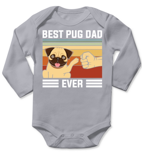 Retro Vintage Best Pug Dad Ever Long Sleeve Baby One-Piece