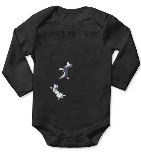 Sleep with Huskies Long Sleeve Baby One-Piece