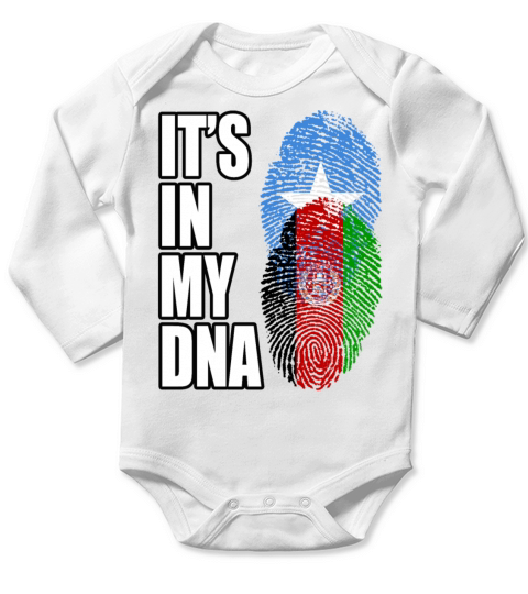 Somali And Afghanistan Vintage Heritage DNA Flag Long Sleeve Baby One-Piece