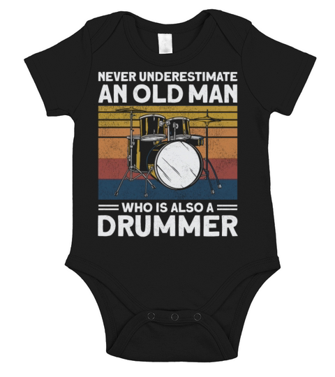 Drummer Drum Set Vintage Retro Short Sleeve Baby One-Piece