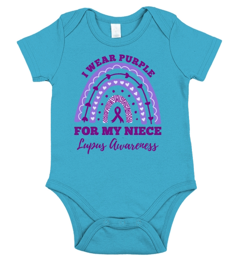I Wear Purple For My Niece Lupus Awareness Rainbow Short Sleeve Baby One-Piece