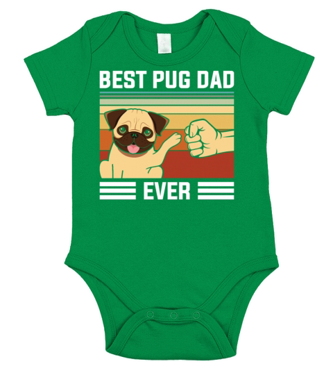Retro Vintage Best Pug Dad Ever Short Sleeve Baby One-Piece