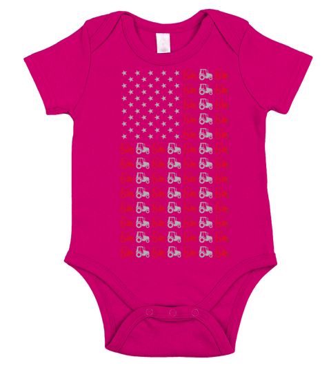 USA Tractor Flag July 4th America Farmer Gift Short Sleeve Baby One-Piece