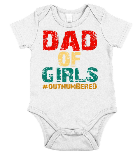 Vintage Dad of girls #outnumbered shirth Short Sleeve Baby One-Piece