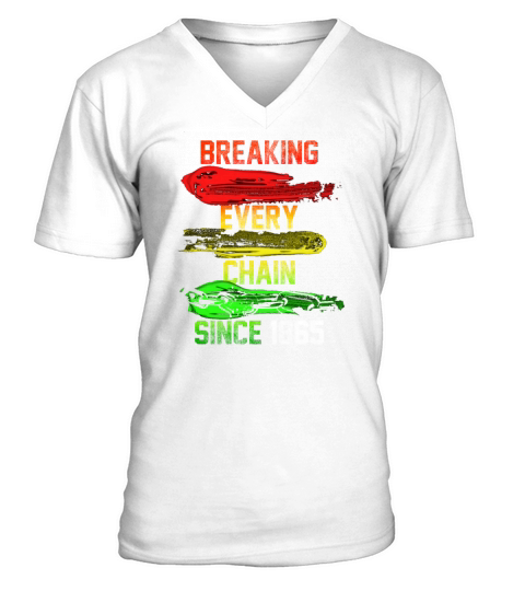 Chain Break Paint Black History Juneteenth Vintage V-Neck T-shirt
