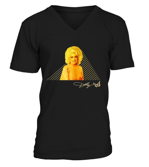 Dolly Parton Retro Gold with signature V-Neck T-shirt
