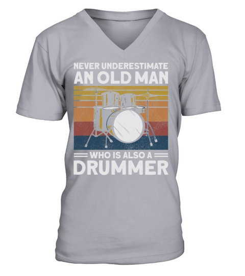 Drummer Drum Set Vintage Retro V-Neck T-shirt