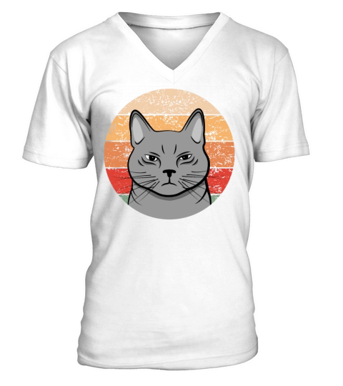 Evil Looking Cat Funny Cat Lovers Retro Gift Idea V-Neck T-shirt