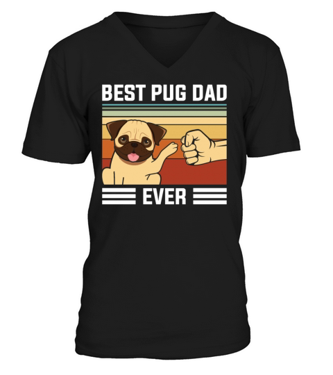 Retro Vintage Best Pug Dad Ever V-Neck T-shirt